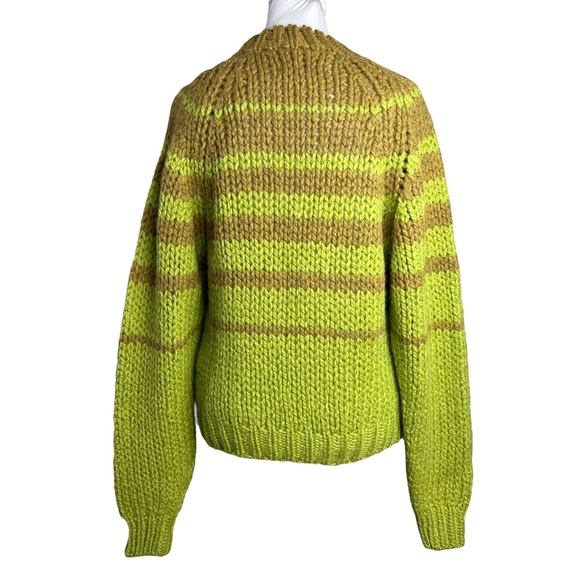Paloma Wool Alpaca Blend Sweater Trance Green Brown Striped Chunky Pullover - Picture 4 of 10